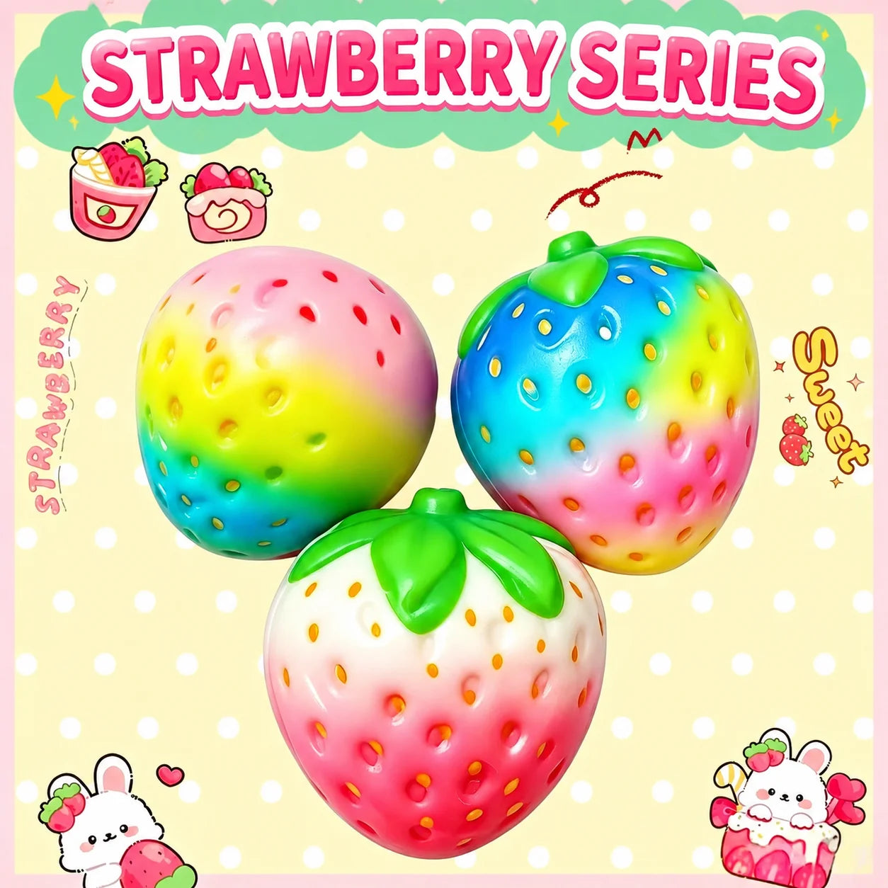 Rainbow strawberry squishy